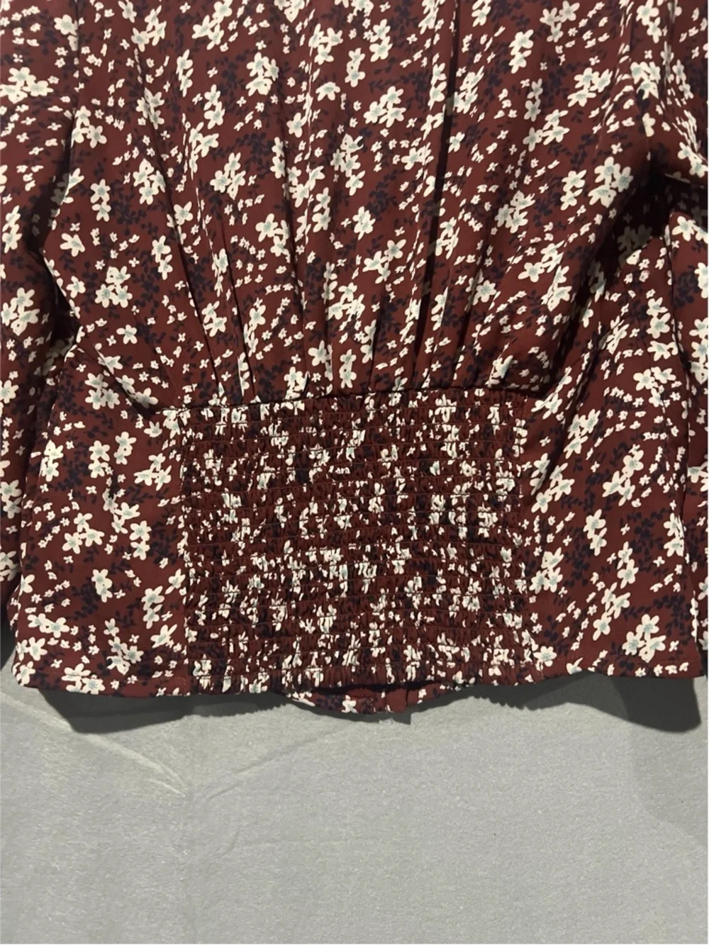 Abercrombie Top Women’s M Burgundy Sweetheart Button Front Long Sleeve Boho